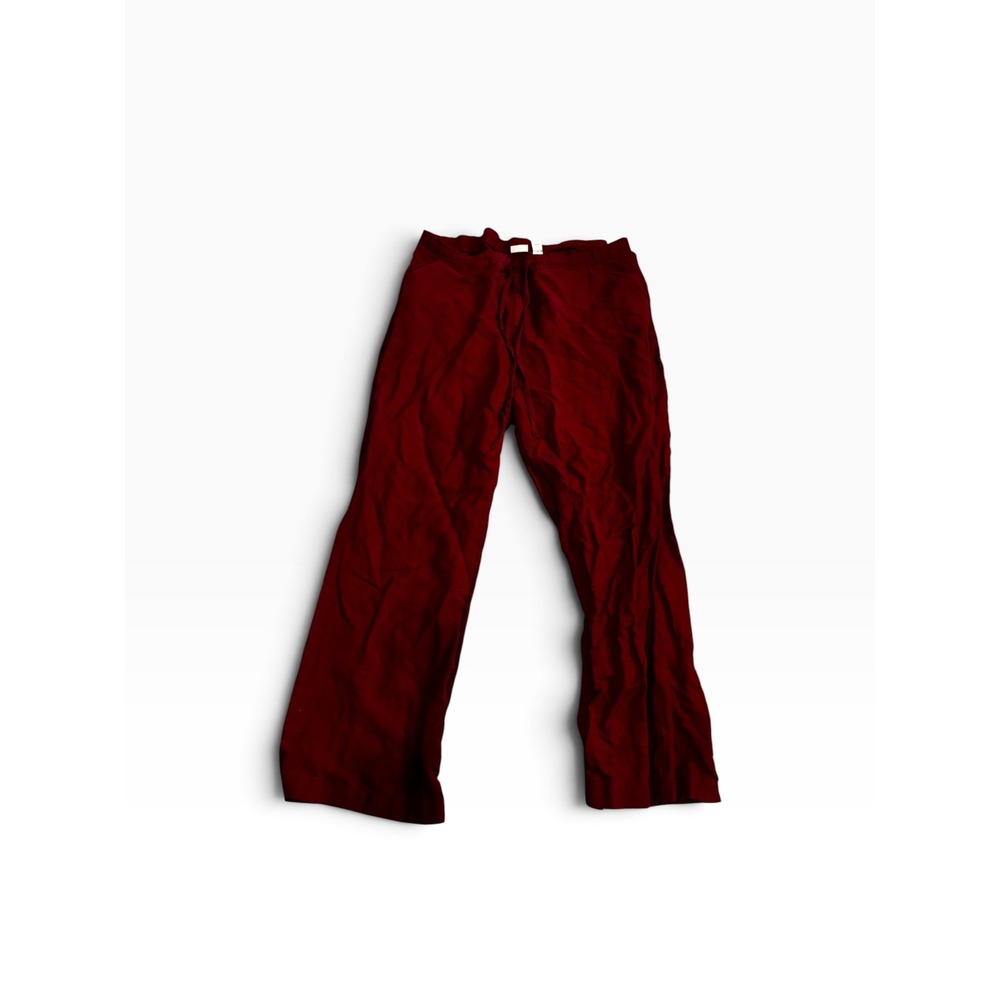 Caslon Linen Blend Pants 12 Red Relaxed Wide Leg Drawstring Casual Boho